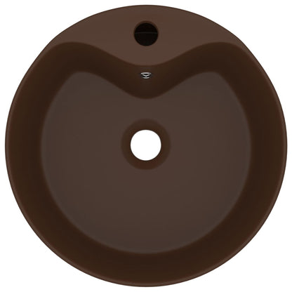 Lavandino con Troppopieno Marrone Scuro Opaco 36x13 cm Ceramica - homemem39
