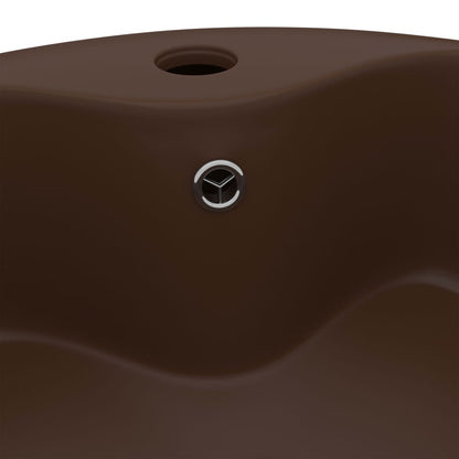 Lavandino con Troppopieno Marrone Scuro Opaco 36x13 cm Ceramica - homemem39