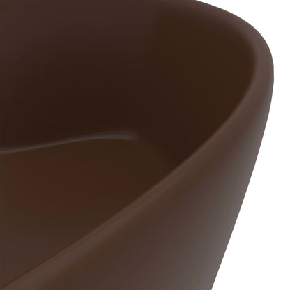 Lavandino con Troppopieno Marrone Scuro Opaco 36x13 cm Ceramica - homemem39