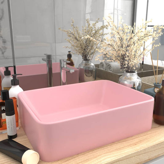 Lavandino Luxury Rosa Opaco 41x30x12 cm in Ceramica - homemem39