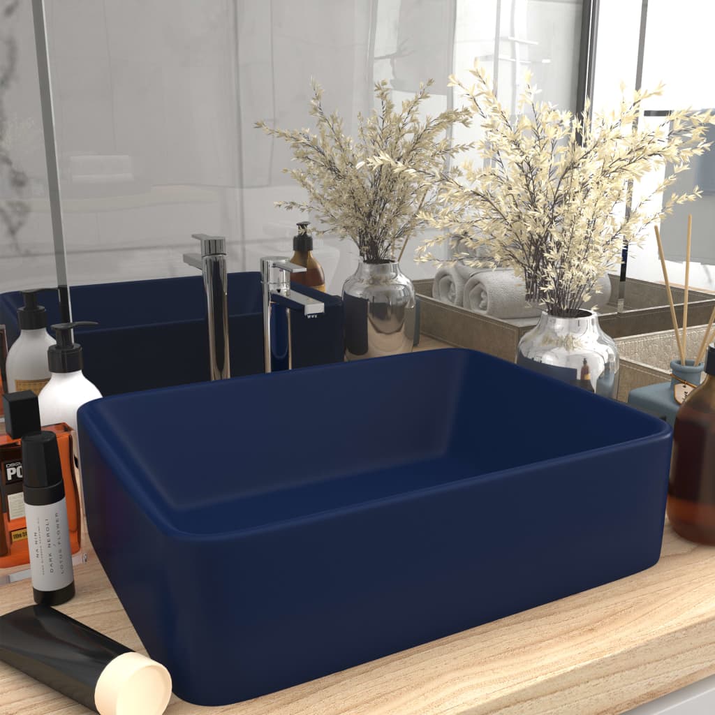 Lavandino Luxury Blu Scuro Opaco 41x30x12 cm in Ceramica - homemem39