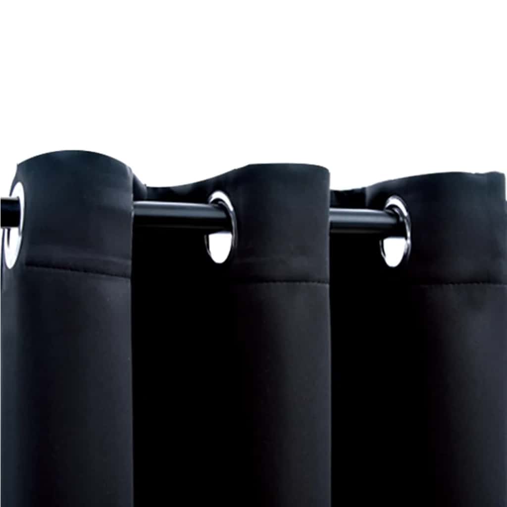 Tende oscuranti con anelli 2 pz Nero 97x213 cm Tessuto | homemem39