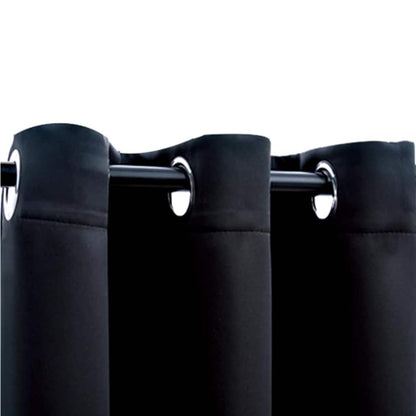 Tende oscuranti con anelli 2 pz Nero 97x213 cm Tessuto