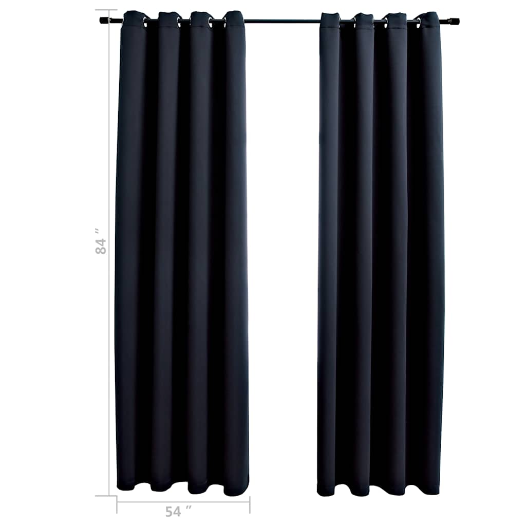 Tende oscuranti con anelli 2 pz Nero 137x213 cm Tessuto | homemem39