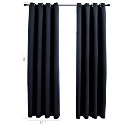 Tende oscuranti con anelli 2 pz Nero 137x213 cm Tessuto | homemem39