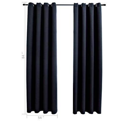 Tende oscuranti con anelli 2 pz Nero 137x213 cm Tessuto