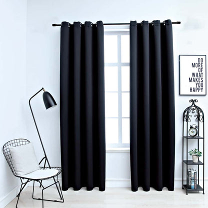 Tende oscuranti con anelli 2 pz Nero 137x213 cm Tessuto | homemem39
