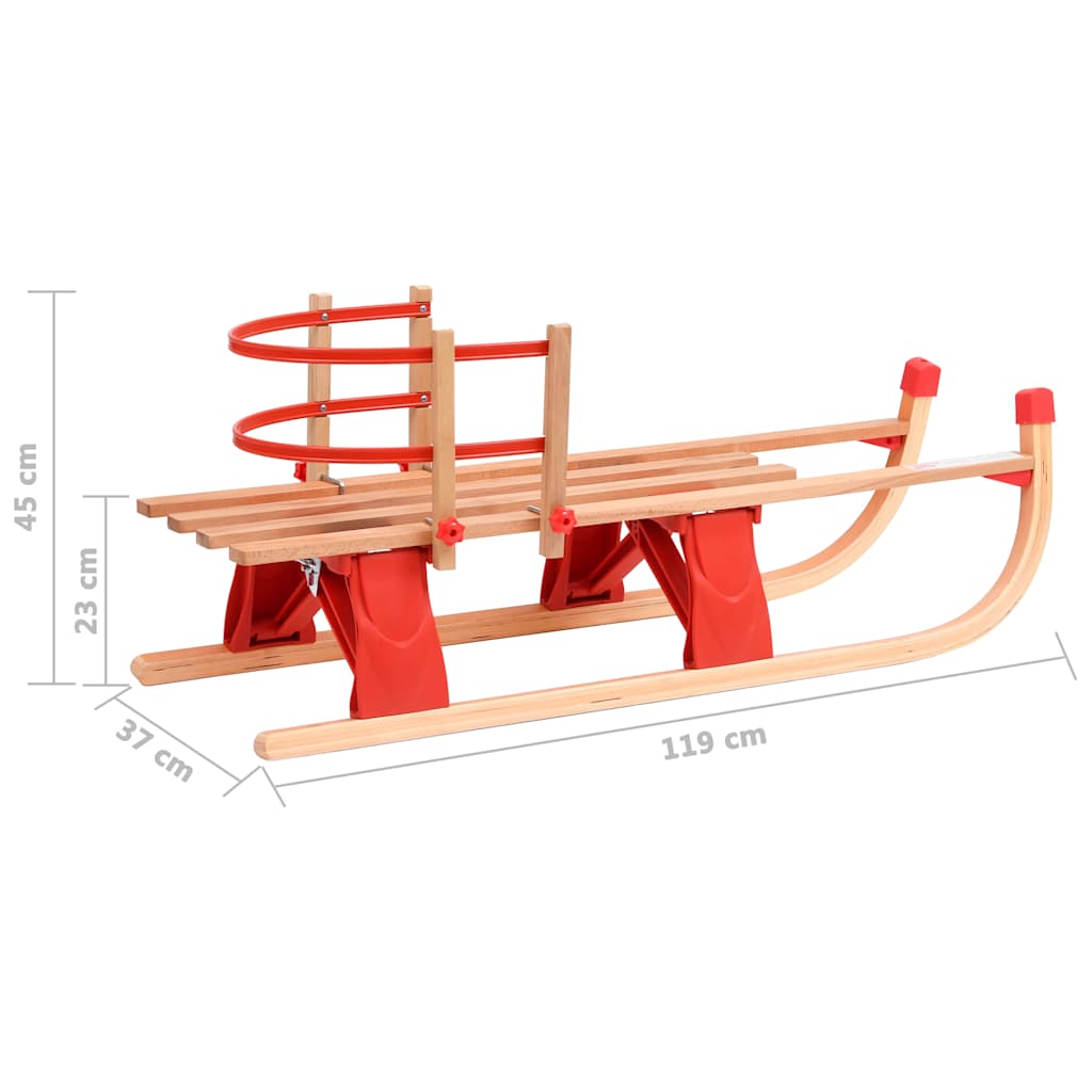 Slittino Pieghevole con Schienale in Legno 119 cm | homemem39