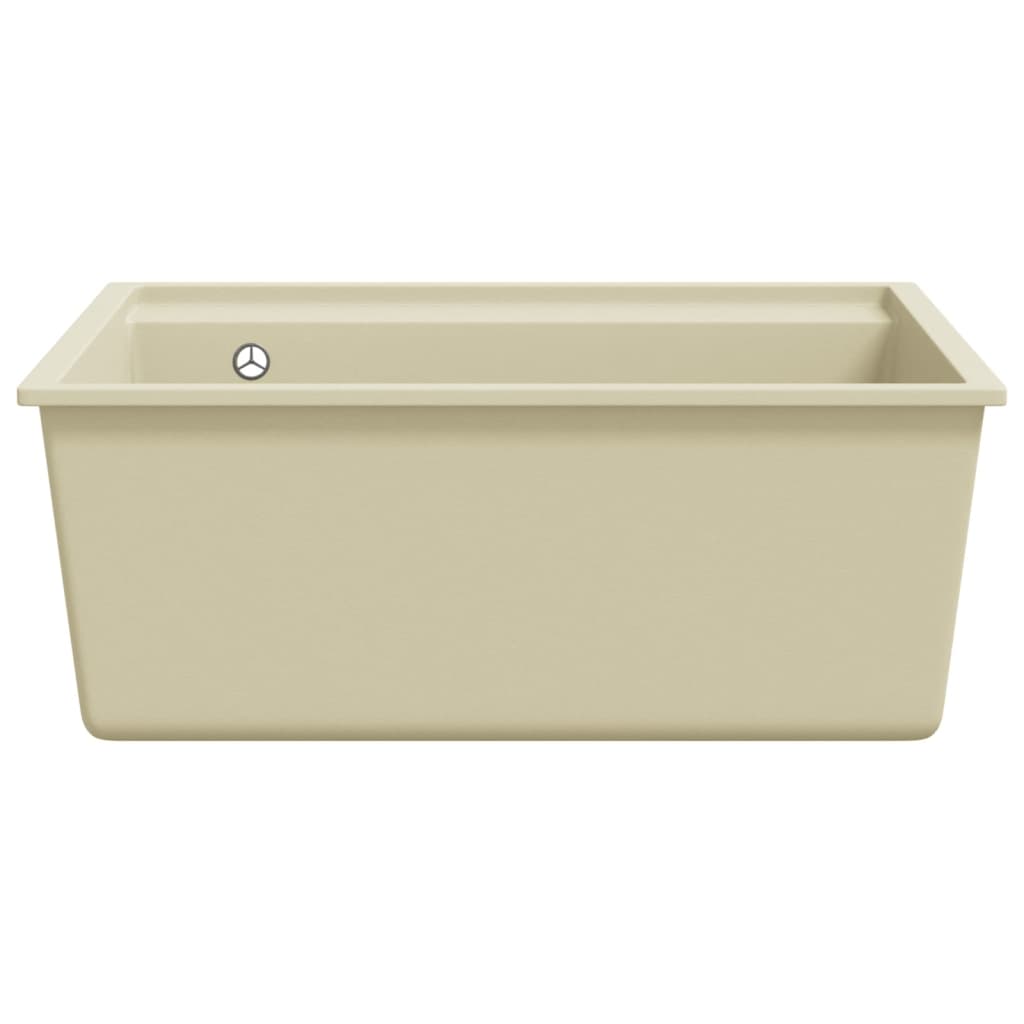 Lavello da Cucina con Foro Troppopieno Beige in Granito | homemem39