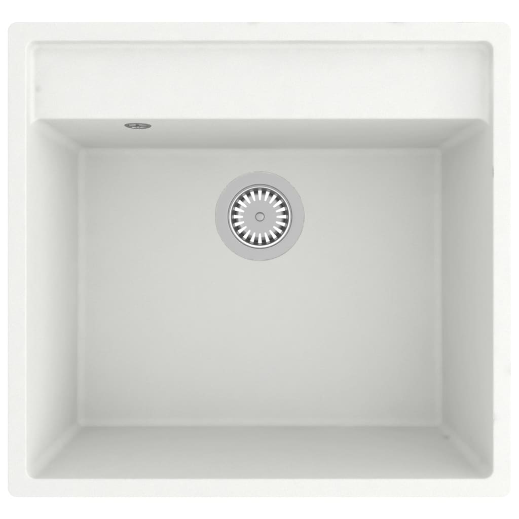 Lavello da Cucina con Foro Troppopieno Bianco in Granito