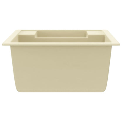 Lavello da Cucina Doppio con Foro Troppopieno Beige in Granito - homemem39