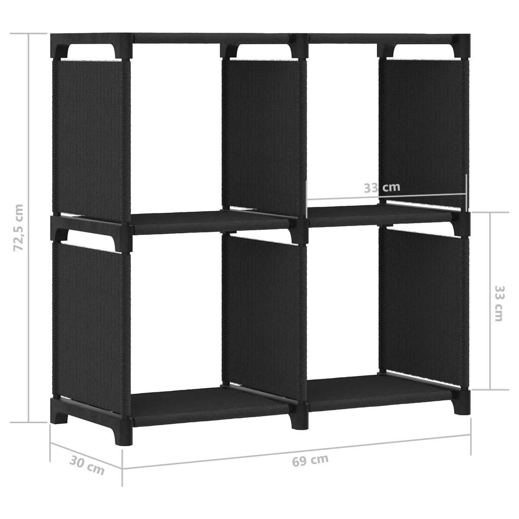 Mensola con 4 Vani a Cubo Nera 69x30x72,5 cm in Tessuto | homemem39