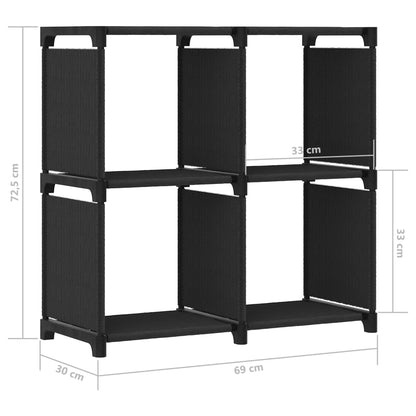 Mensola con 4 Vani a Cubo Nera 69x30x72,5 cm in Tessuto | homemem39