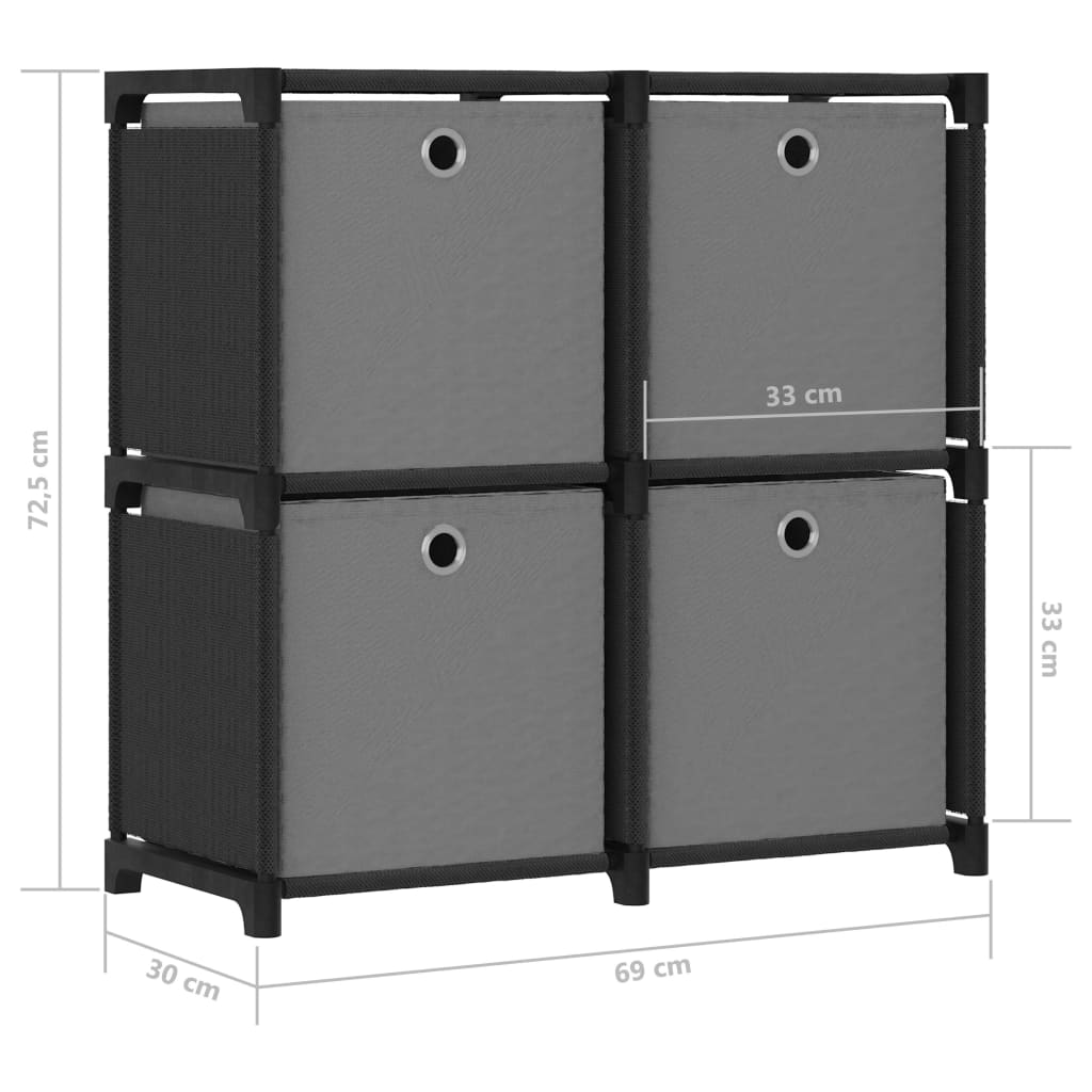 Mobile con 12 Scatole a Cubo Nero 69x30x72,5 cm in Tessuto | homemem39