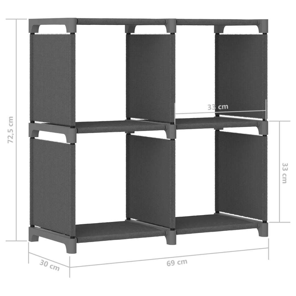 Mobile per 4 Scatole a Cubo Grigio 69x30x72,5 cm in Tessuto | homemem39