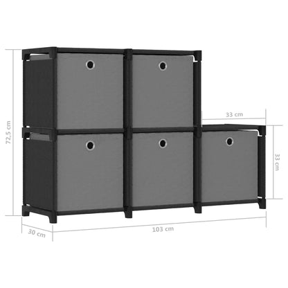 Mobile con 5 Scatole a Cubo Nero 103x30x72,5 cm in Tessuto | homemem39