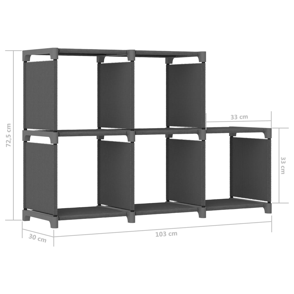 Mensola con 5 Vani a Cubo Grigia 103x30x72,5 cm in Tessuto | homemem39