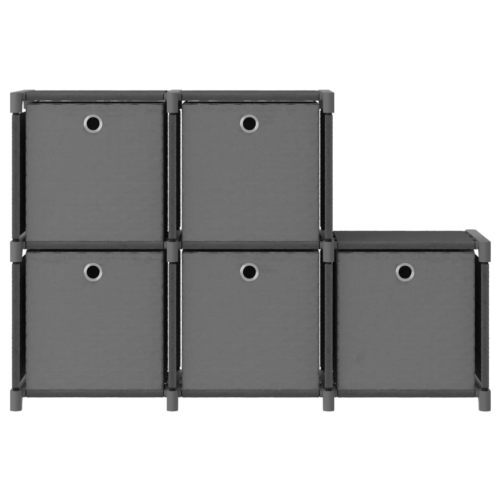 Mensola con 5 Vani a Cubo Scatole Grigia 103x30x72,5 cm Tessuto | homemem39
