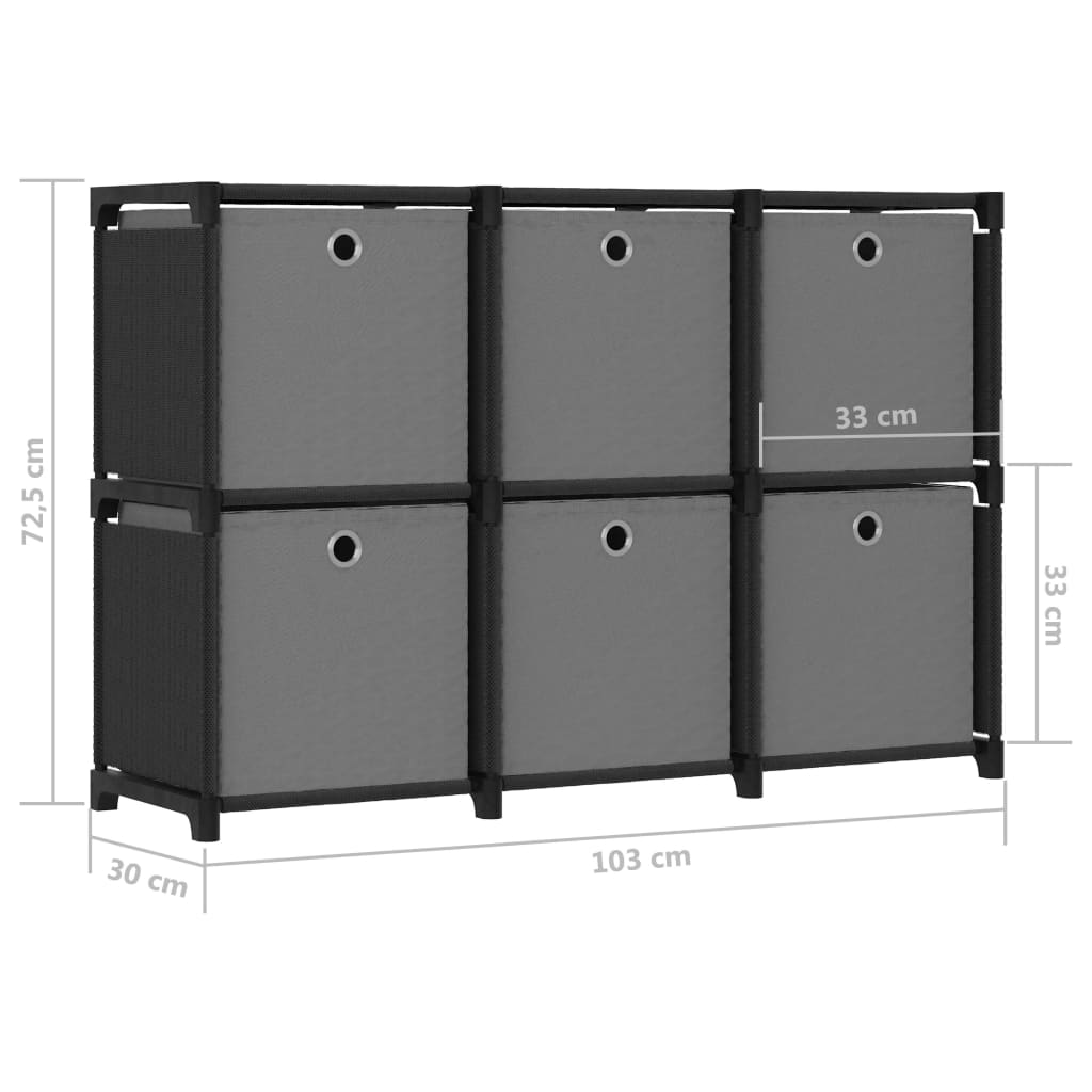 Mobile con 6 Scatole a Cubo Nero 103x30x72,5 cm in Tessuto - homemem39