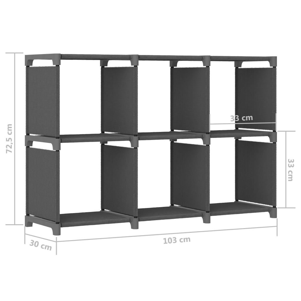 Mensola con 6 Vani a Cubo Grigia 103x30x72,5 cm in Tessuto | homemem39