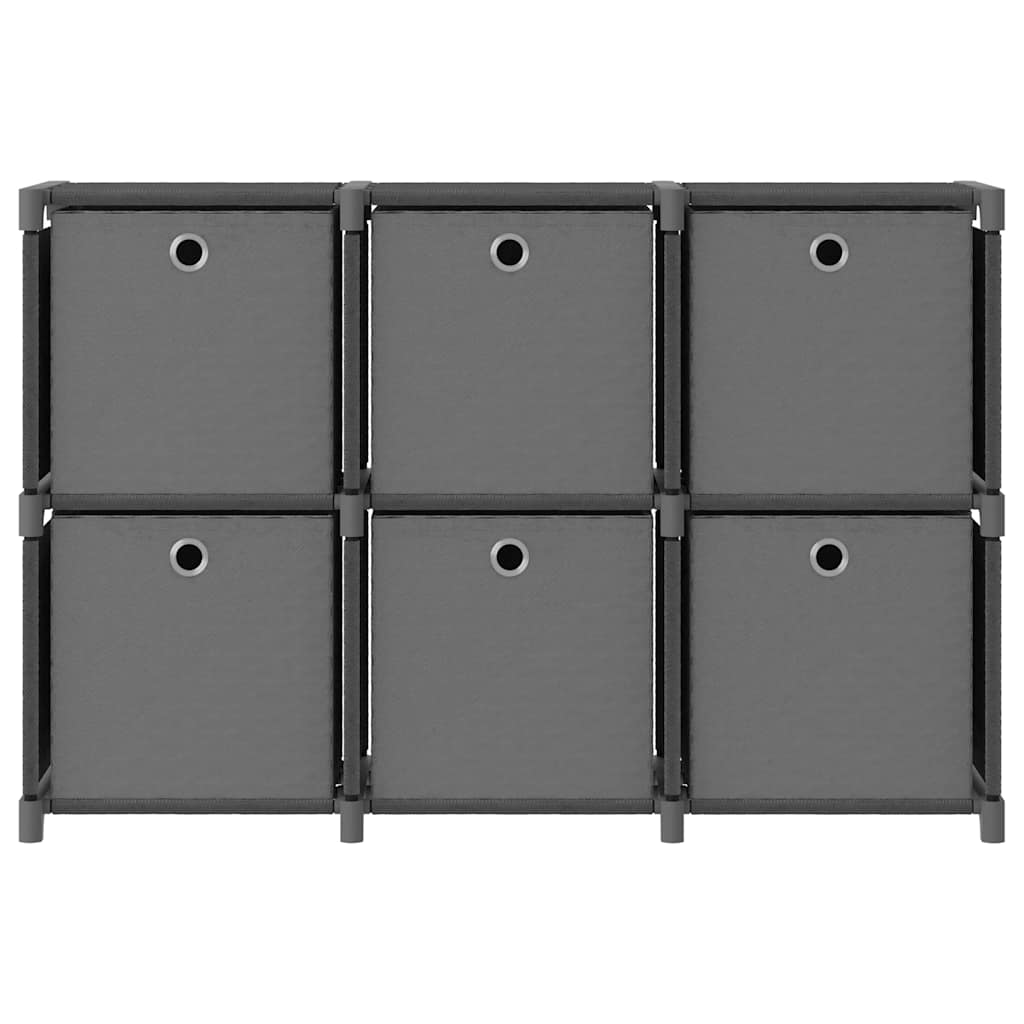 Mensola con 6 Scatole a Cubo Grigia 103x30x72,5 cm in Tessuto