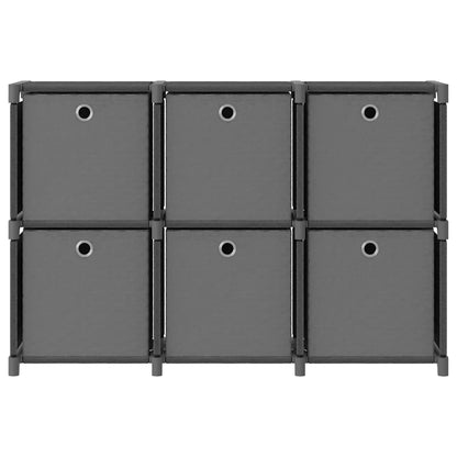 Mensola con 6 Scatole a Cubo Grigia 103x30x72,5 cm in Tessuto
