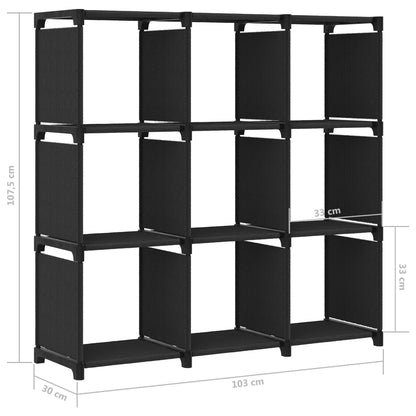 Mobile per 9 Scatole a Cubo Nero 103x30x107,5 cm in Tessuto | homemem39