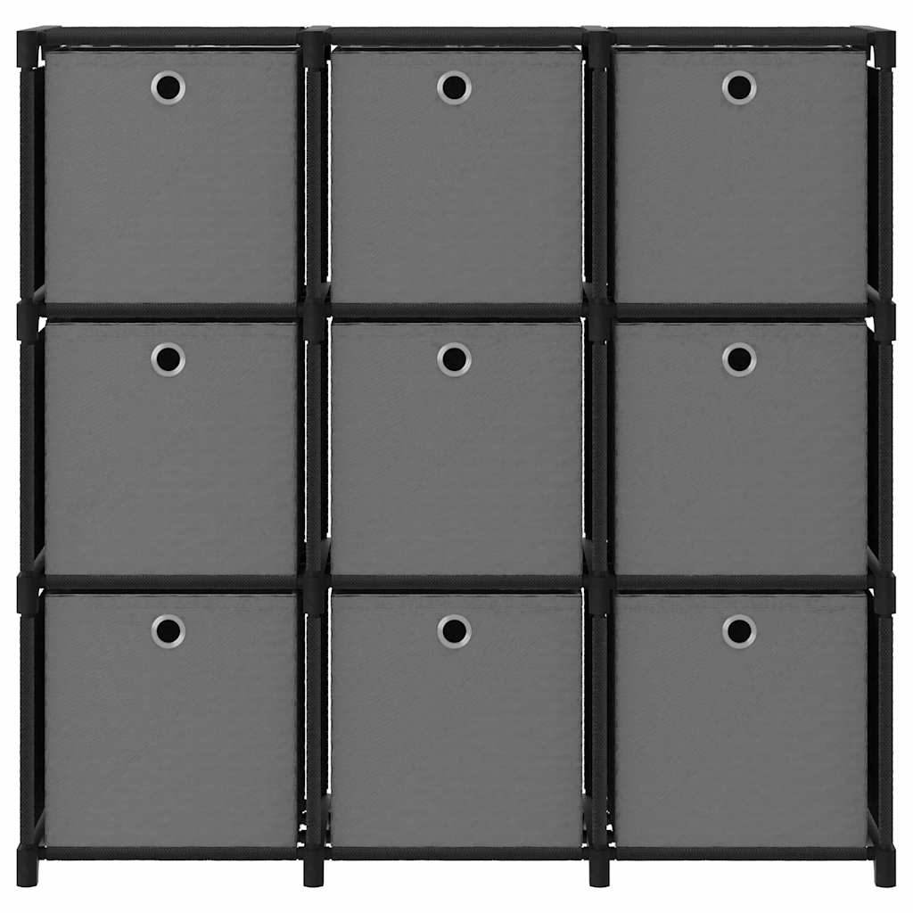 Mobile con 9 Scatole a Cubo Nero 103x30x107,5 cm in Tessuto