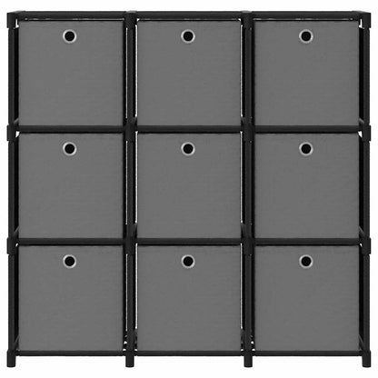Mobile con 9 Scatole a Cubo Nero 103x30x107,5 cm in Tessuto