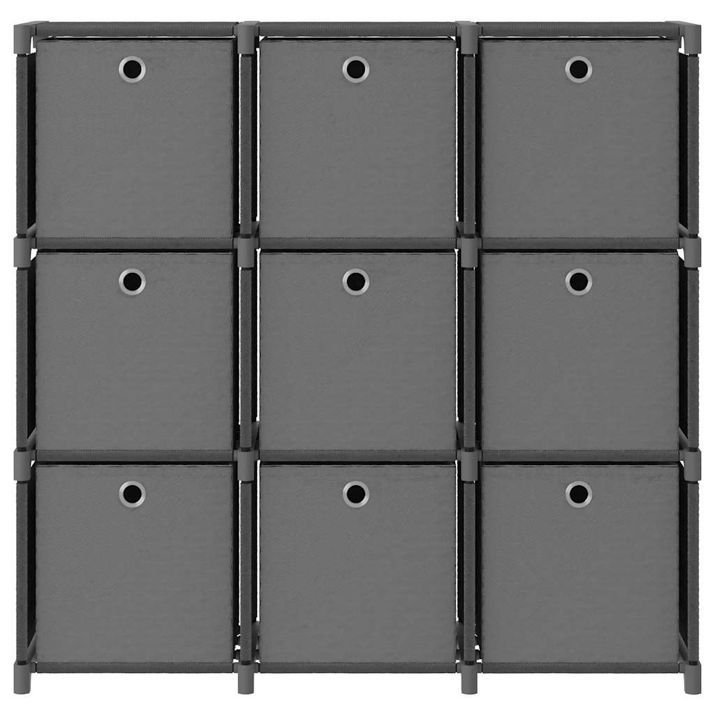 Mobile con 9 Scatole a Cubo Grigio 103x30x107,5 cm in Tessuto