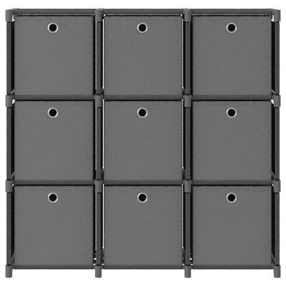 Mobile con 9 Scatole a Cubo Grigio 103x30x107,5 cm in Tessuto