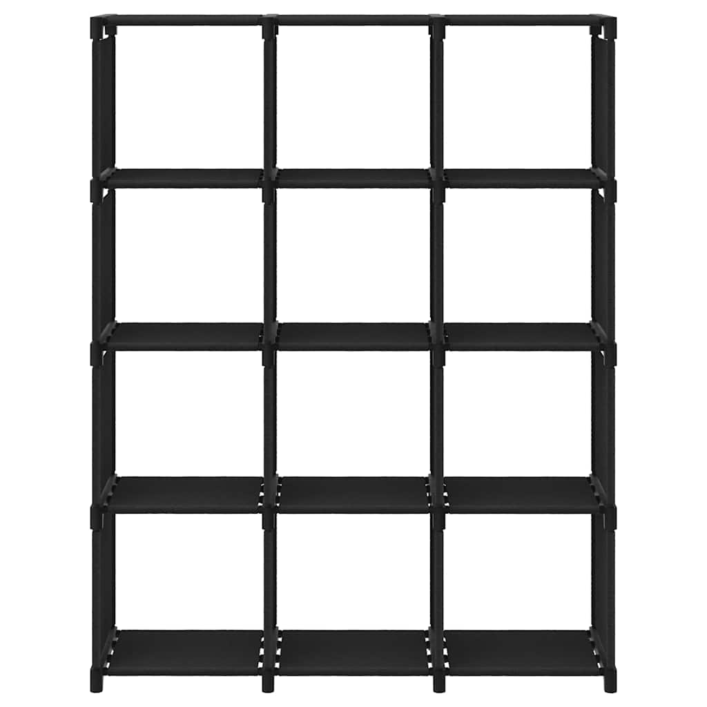 Mensola con 12 Vani a Cubo Nera 103x30x141 cm in Tessuto | homemem39