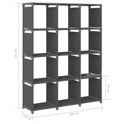 Mensola con 12 Vani a Cubo Grigia 103x30x141 cm in Tessuto | homemem39