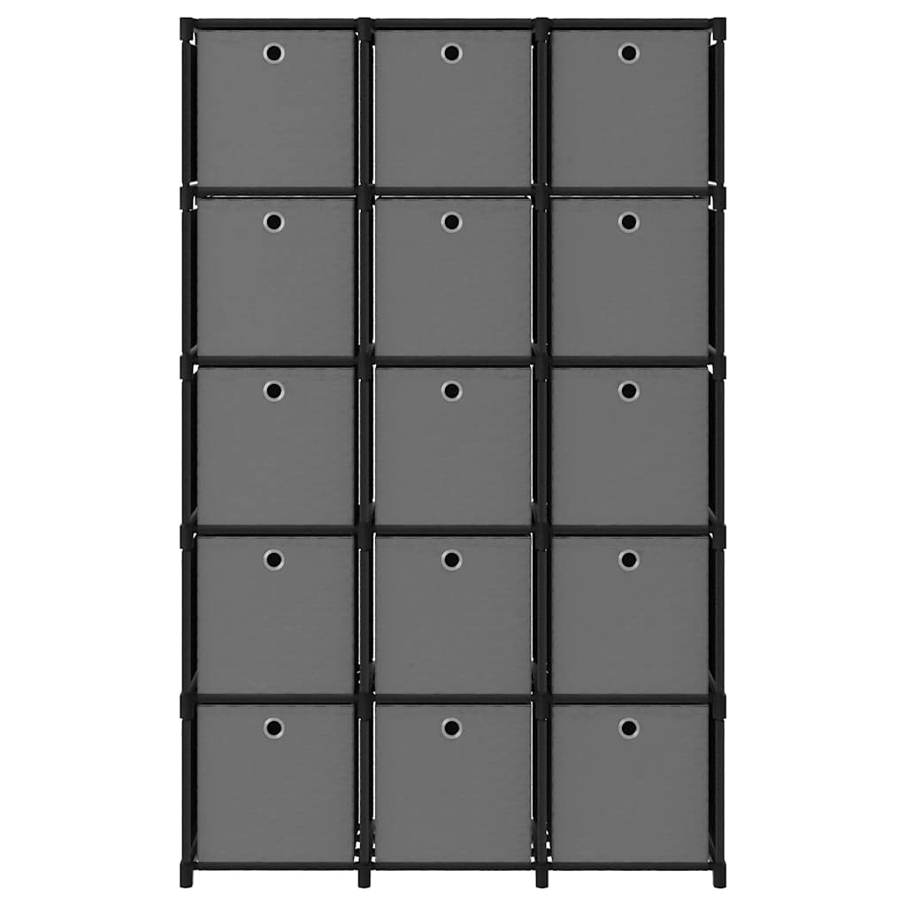 Mobile con 15 Scatole a Cubo Nero 103x30x175,5 cm in Tessuto | homemem39