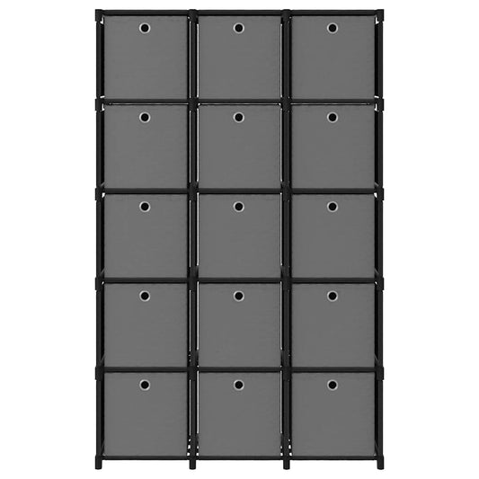 Mobile con 15 Scatole a Cubo Nero 103x30x175,5 cm in Tessuto | homemem39