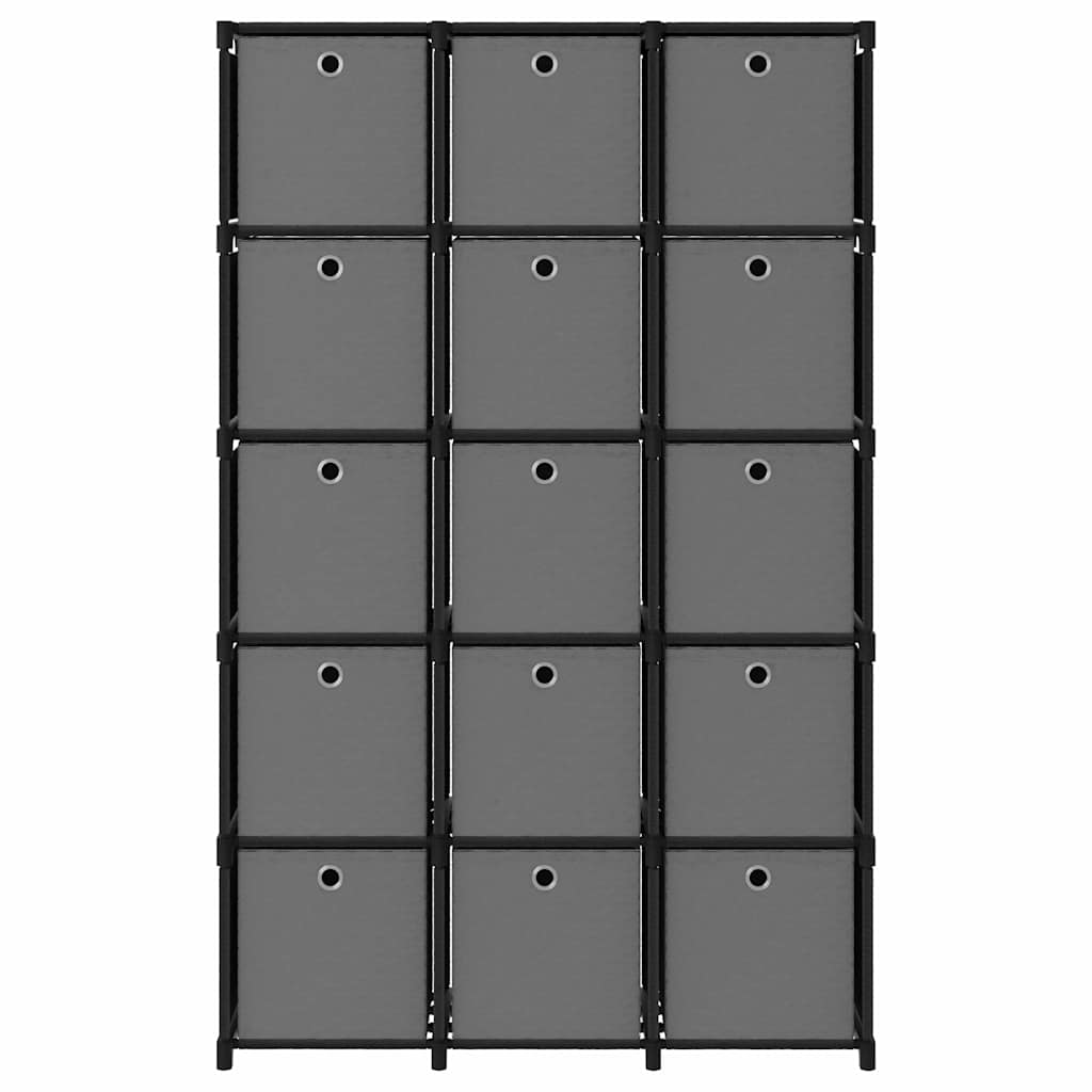 Mobile con 15 Scatole a Cubo Nero 103x30x175,5 cm in Tessuto