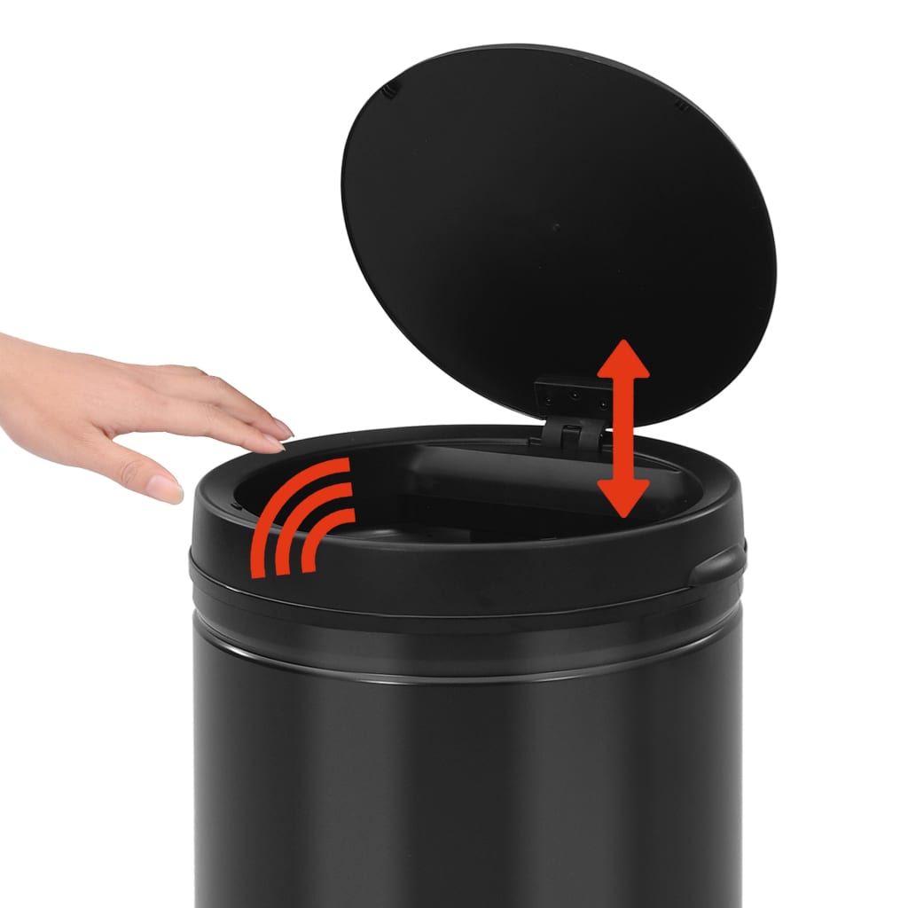 Pattumiera Automatica con Sensore 60 L Acciaio al Carbonio Nero | homemem39