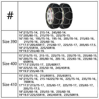 Catene da Neve per Pneumatici 2 pz 16 mm SUV 4x4 Misura 400 - homemem39