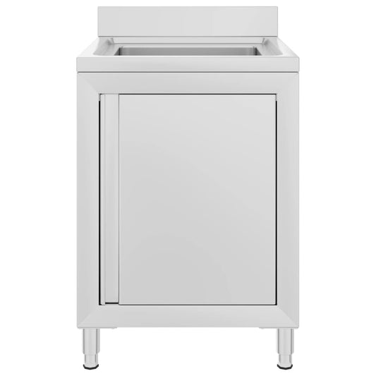 Mobiletto da Cucina con Lavandino in Acciaio Inox 60x60x96 cm - homemem39