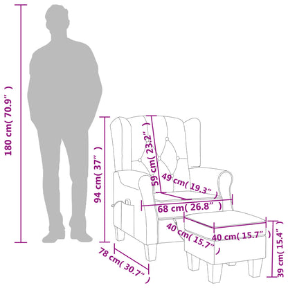 Poltrona Massaggiante con Poggiapiedi Rosso Vino in Tessuto