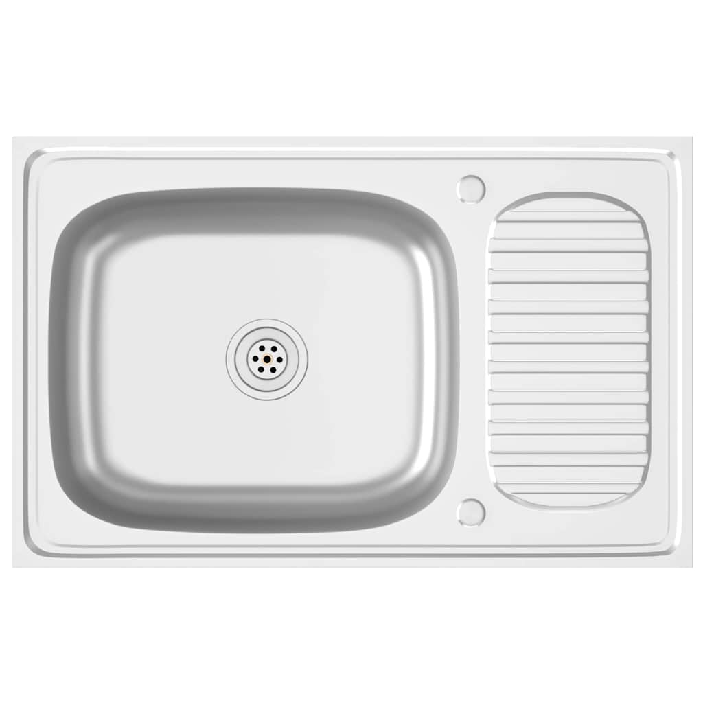Lavello da Cucina con Scarico Argento 800x500x155 in Acciaio - homemem39