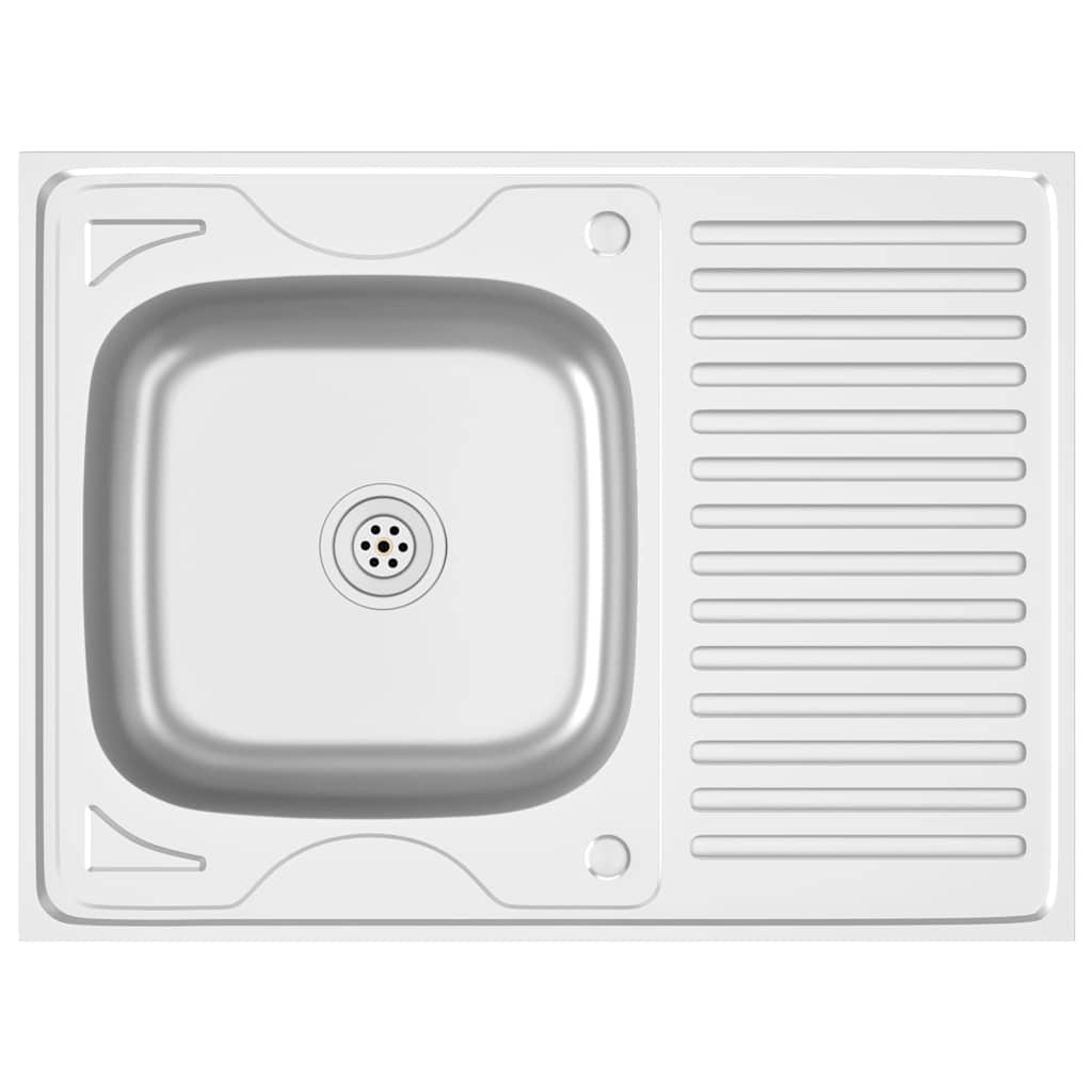 Lavello da Cucina con Scarico Argento 800x600x155 mm Acciaio - homemem39