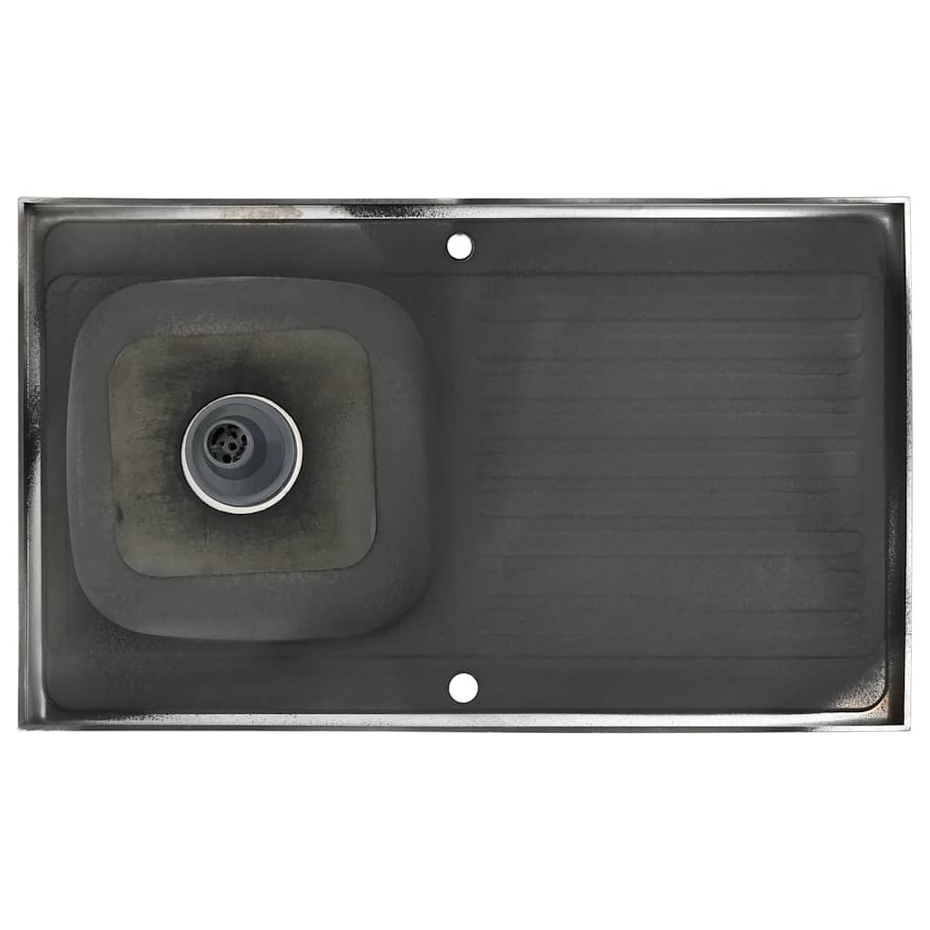 Lavello da Cucina con Scarico Argento 1000x600x155 mm Acciaio