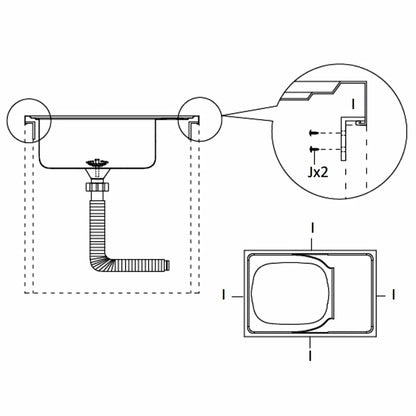 Lavello da Cucina con Scarico Argento 1000x600x155 mm Acciaio