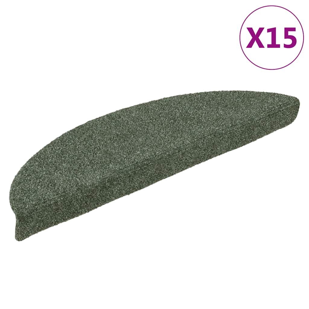 Tappetini per scale autoadesivi 15 pz 56x17x3 cm verdi semicircolari - homemem39