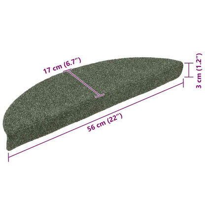 Tappetini per scale autoadesivi 15 pz 56x17x3 cm verdi semicircolari - homemem39