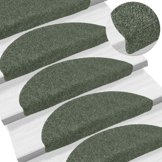 Tappetini per scale autoadesivi 15 pz 56x17x3 cm verdi semicircolari - homemem39