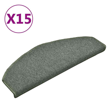 Tappetini per scale 15 pz 65x24x4 cm Verde scuro Semicircolari