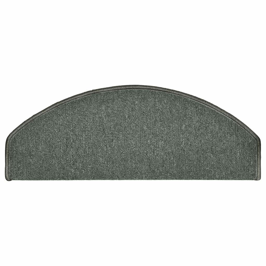 Tappetini per scale 15 pz 65x24x4 cm Verde scuro Semicircolari