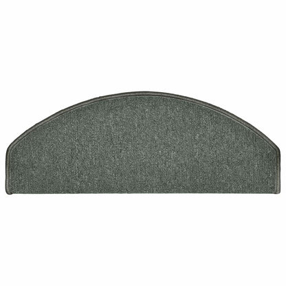 Tappetini per scale 15 pz 65x24x4 cm Verde scuro Semicircolari